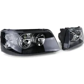 Tenzo-R Klarglas H7 H1 Scheinwerfer schwarz mit LWR Motor Paar für VW Bus T5 03-09