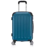Flexot Hartschalen-Trolley F-2045 Kofferset, 360° Rollen, robuster Reisekoffer, Bordcase, 4 Rollen, Robuster und moderner Koffer mit vier 360° Rollen und Zahlenschloss blau