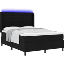 vidaXL LED Boxspringbett mit Matratze Schwarz 160 x 200 cm Stoff