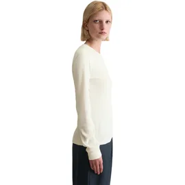 Marc O'Polo DENIM "aus softem Bio-Baumwolle-Modal-Stretch-Jersey", Damen, Gr. L, silky weiß, Obermaterial: 50% Baumwolle, 47% Modal, 3% Elasthan, unifarben, Basic, slim fit, Rundhals, Zierbündchen, Shirts Langarmshirt