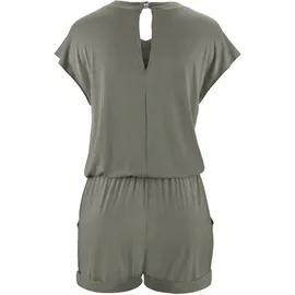 LASCANA Kurzoverall mit V-Ausschnitt, elastischer Jumpsuit mit Taschen grün 36