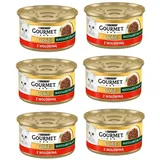 GOURMET Gold Succulent Delights Nassfutter mit Rind für adulte Katzen 6x85g