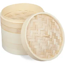 Relaxdays Dampfgarer Bambus 3 Etagen 24 cm
