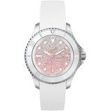 ICE-Watch - ICE steel Lo white pink - Silbergraue Damenuhr mit Silikonarmband - 020371 (Small)