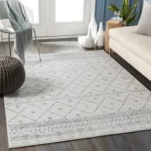 livabliss Nagano Boho Design 140x200 cm – Moderner skandinavischer Stil mit geometrischem Muster – ideal für Wohnzimmer, Schlafzimmer oder Esszimmer, in Weiß & Grau