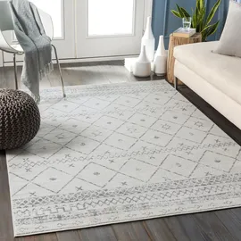 livabliss Nagano Boho Design 140x200 cm – Moderner skandinavischer Stil mit geometrischem Muster – ideal für Wohnzimmer, Schlafzimmer oder Esszimmer, in Weiß & Grau