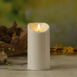 LED Kerze 3D Flamme - Kunststoff - flackernde Flamme - H: 15cm - D: 7,5cm - Time...
