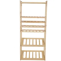 PROREGAL Getränkekisten- & Weinregal SPREEWALD HxBxT 163x70x33cm 18 Flaschen auf 3 Ebenen + 2 Ebenen für Kisten + 2 Ablagen Massives Kiefernholz Natur