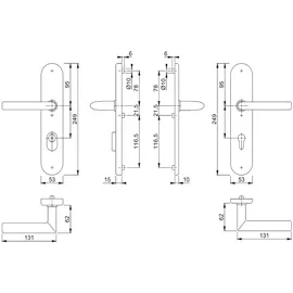 HOPPE Schutzgarnitur Stock.E1140Z/3332ZA/3310 VA F69 92mm 67-72mm HOPPE