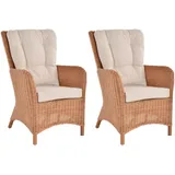 Set/2 Moderner Rattan Ohrenbackensessel Esszimmer mit Armlehne (Terracotta)