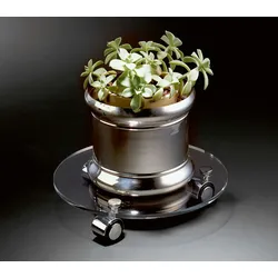 Hochwertiger Acryl-Glas Blumenrolli mit 3 verchromten Rollen, klar, Ø 30 cm, Acryl-Glas-Stärke 8 mm