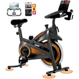 CURSOR FITNESS Heimtrainer Fahrrad, Indoor Spinning Bike con app, Ergometer mit Pulsmessung & LCD Display, Hometrainer für Zuhause, Komfortabler Sitz, Bis 136KG