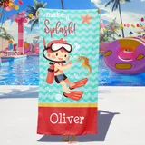 Dihope Strandtuch Personalisiert mit Namen Sandfreies Microfaser Handtücher Badetuch Groß Schnelltrocknend Stranddecke für Kinder, Teenager, Erwachsene,Taucher