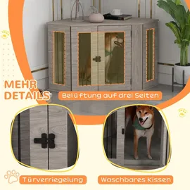 PawHut Hundehütte mit Kissen 104 x 55 x 63 cm Stahl Walnuss