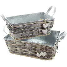 Dekoleidenschaft Blumenkasten 2er Set 40 x 20 x 15 cm Grau