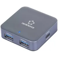 Renkforce RF-USBH-480 4 Port USB 3.1 Gen 1-Hub mit Aluminiumgehäuse Aluminium-Grau