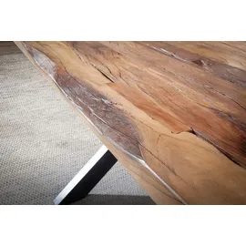 Main Möbel Esstisch mit Baumkante 180x90cm 'Pinta' Altholz & X-Fuß - Schwarz
