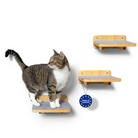 WOOWOOD Katzen-Kletterwand Katzentreppen 3er-Set für kleine und große Katzen, Katzentreppe für die Wand; Stabil; Aus Holz gefertigt; Rutschfest 24 cm