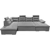 ed exciting design Wohnlandschaft Jakarta 324x107x218 cm Webstoff-Kunstleder Ottomane links grau (38645009-0)