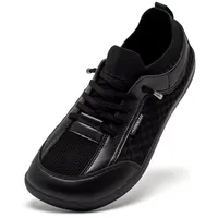 HOBIBEAR Barfußschuhe für Damen und Herren, breite Zehenbox, Zero Drop, Slip-on, Walking-Sneaker, Schwarz, 39 EU - 40/41 EU Weit