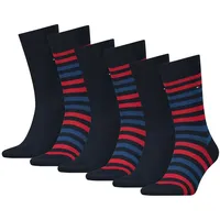 TOMMY HILFIGER Herren Socken, 6er Pack - Duo Stripe Sock, Strümpfe Rot 39-42