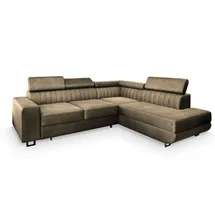 masseno Ecksofa NOLA R-S mit Schlaffunktion L-Form, Sofa mit Bettkasten, Wohnzimmersofa, Couch, Soffa, Bettsofa, Couchgarnitur- Beige, ¦ Maße (cm): B: 253 H: 88