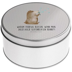 Mr. & Mrs. Panda Aufbewahrungsdose Bär Seifenblasen – Grau Pastell – Geschenk, Metalldose, Geschenkbox, (1 St) grau