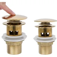 VidaXL Ablaufgarnitur mit Überlauf Golden 6,4x6,4x9,1 cm