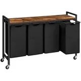 luxuskollektion Wäschekorb Wäschesammler Ablage Wäschewagen 4x39,8l Rollen, Oxford-gewebe