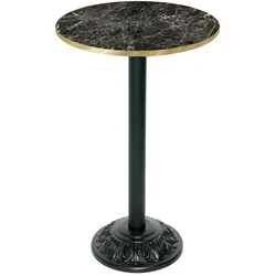 Restootab Stehtisch Bistrot-Stil Ø60cm - Modell Marmor Glänzend mit messingfarbenen Kanten