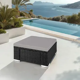 Tectake Rattan-Sitzhocker 53 x 53 x 26 cm schwarz/grau