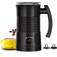 DREAMOON Milchaufschäumer Elektrisch, Automatischer Milchschäumer für Heißen und Kalten, 4-in-1 Milchschäumer, Schnell schäumend, Edelstahl 304, 350 ml, Antihaftbeschichtung (Black)