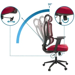 Bürostuhl / Drehstuhl ERGOMY Sitz Stoff / Rücken Netzstoff rot mybuero