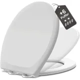 MEEJEE Toilettendeckel mit Absenkautomatik, Weiß WC Sitz Oval, Klodeckel Absenkautomatik, Klobrille Softclose, O-Form Toilettenbrille, Toilettensitz Einfache Montage, WC Brille für Hotel Gästebad, Bad