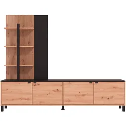 Wohnwand Margate Schwarz/Eiche Artisan