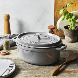 Staub Cocotte 29 cm oval graphitgrau
