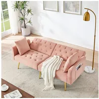STILVORA Schlafsofa Zweiersofa Schlafsofa mit bettfunktion Realxsofa mit Kissen Rosa, Set 1 Teile, für Wohnzimmer,Mietwohnung,kleines Apartment rosa