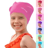 Limmys Premium Badekappe Kinder, badehaube Kinder - Langes und kurzes Haar Schwimmkappe Kinder und Badekappe für Mädchen Jungen – Hochwertige Qualität, Dehnbare & Bequeme Badekappe (L, Rosa)