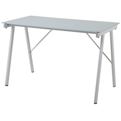 Möbilia Schreibtisch, BxLxH: 113 x 58 x 73 cm, Glas/Metall - weiss