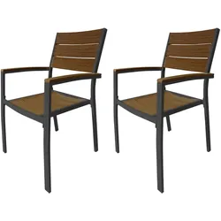 Gartenstühle Rebecca Mobili Calden 89,5x56x60,5 Aluminium Polywood Dunkelgrau Braun Modern SET 2 Stück Zu montieren