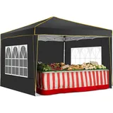 COBIZI Faltpavillon 3x3 Pavillon 3x3 Wasserdicht Stabil Winterfest Partyzelt mit 4 Seitenteilen, 100% Wasserdicht und UV 55+ Tragbares High-End Tragbarkeit Gartenpavillon, Schwarz