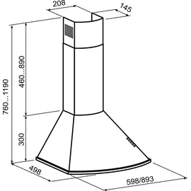 Gurari C 046 Wandhaube 60 cm Weiß