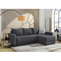 Ecksofa JOCKENHÖFER GRUPPE "Venezia, inklusive Bettfunktion und Bettkasten", grau, anthrazit, schwarz, B:234cm T:155cm, Korpus: 100% Polyester;Kissen: 100% Polyester, Sofas, Ecksofa, Ottomane links oder rechts montierbar, inkl. Rücken- und Zierkissen