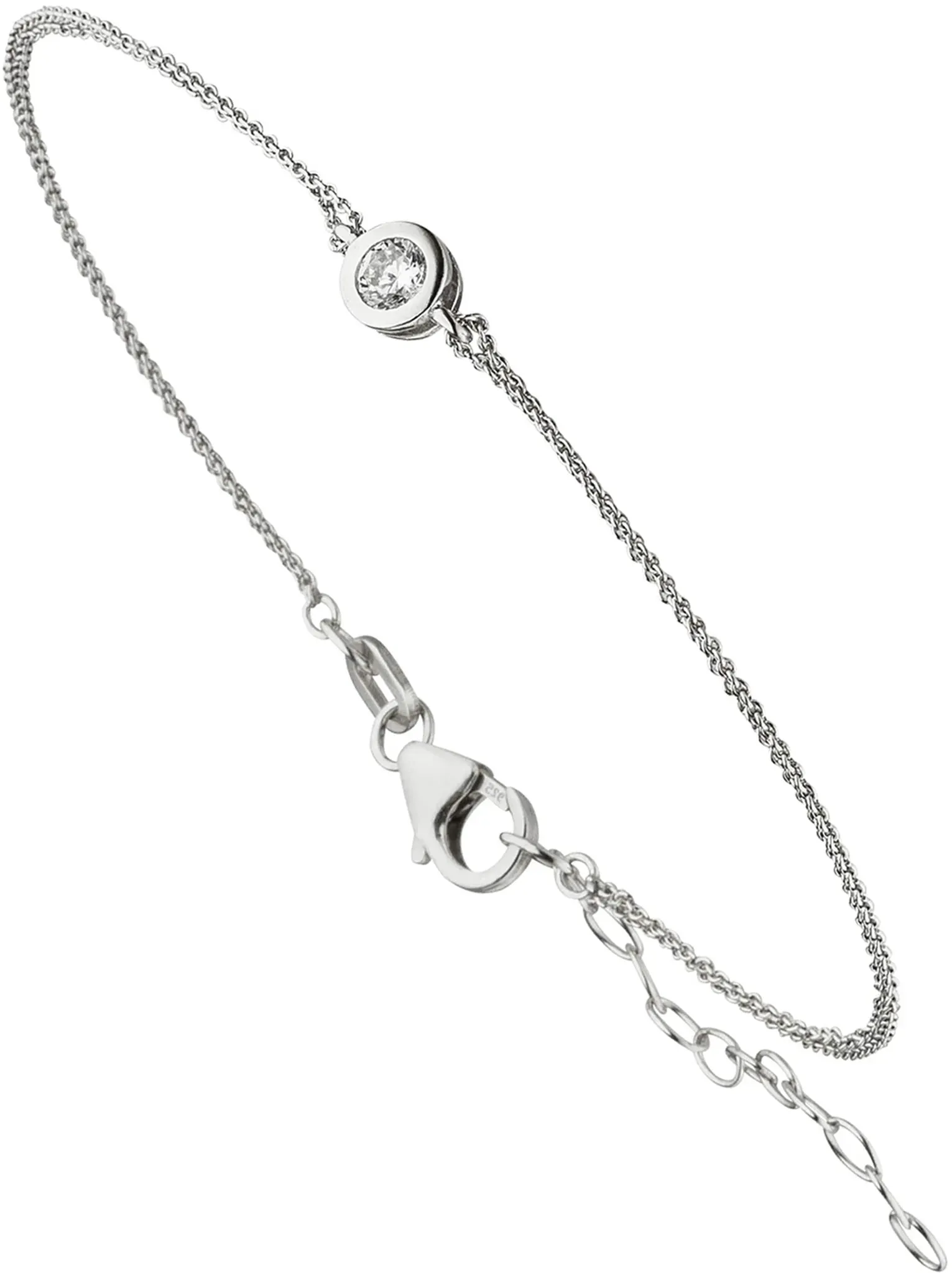 Armband JOBO "Armband mit Zirkonia" Armbänder Gr. Silber 925 (Sterlingsilber), silberfarben (silber 925, weiß) Damen 925 Silber 19 cm