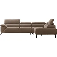 Nicoletti Home Ecksofa, Breite 287 cm, verstellbare Kopfstütze, Ottomane links oder rechts, grau