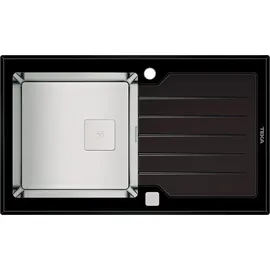Teka Diamond RS15 1B 1D 86 AUTO Glas-Edelstahlspüle Schwarz/Edelstahl poliert - Silber