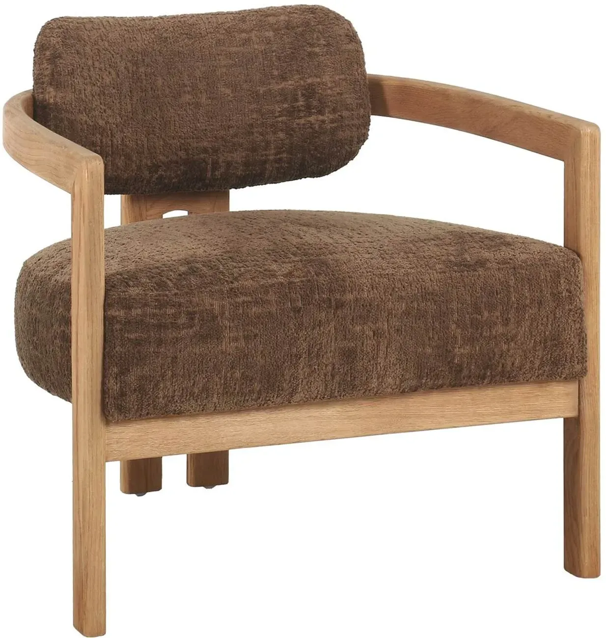 Sessel Kelly aus Stoff, skandinavischer Stil, gepolstert, Haselnussbraun und Natur