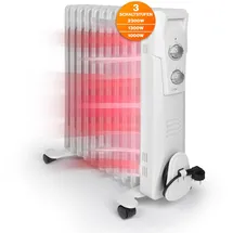 Clatronic Clatronic® Ölradiator | Effiziente mobile Heizung | elektrische Heizung mit 11 Rippen | 3 Stufen | Slimline Heizkörper | bis zu 50qm | 2300 W | RA... - Weiß