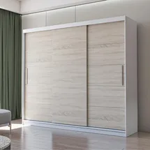 fabryka mebli idźczak Schwebetürenschrank Alba 250 x 218 x 61 cm Weiß/Sonoma