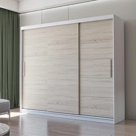 fabryka mebli idźczak Schwebetürenschrank Alba 250 x 218 x 61 cm Weiß/Sonoma